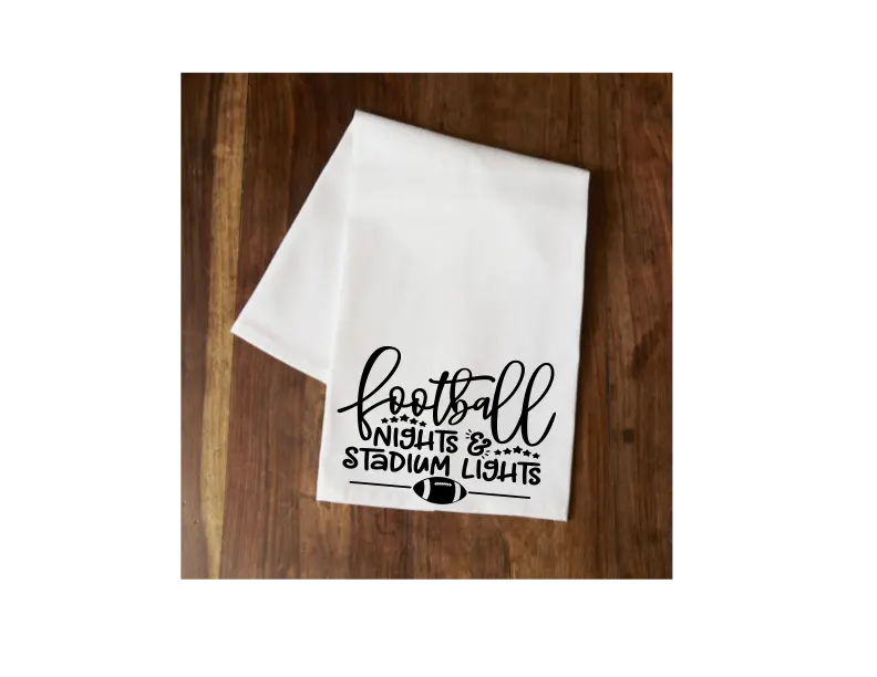 Football Nights and Stadium Lights Tea Towel Your Custom Sports
