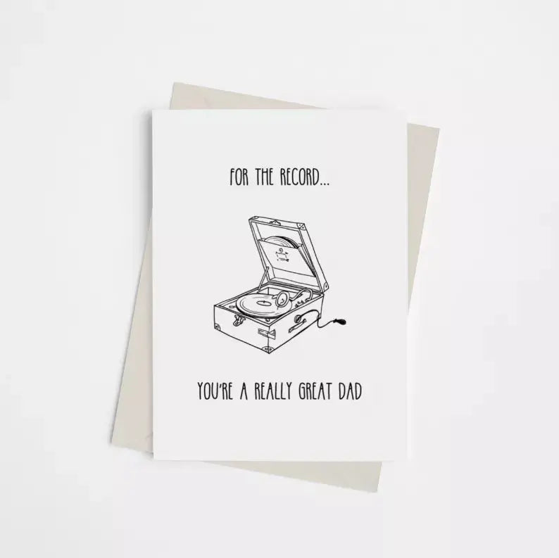 For the Record, You're a Really Great Dad - Greeting Card Black Cat Bazaar