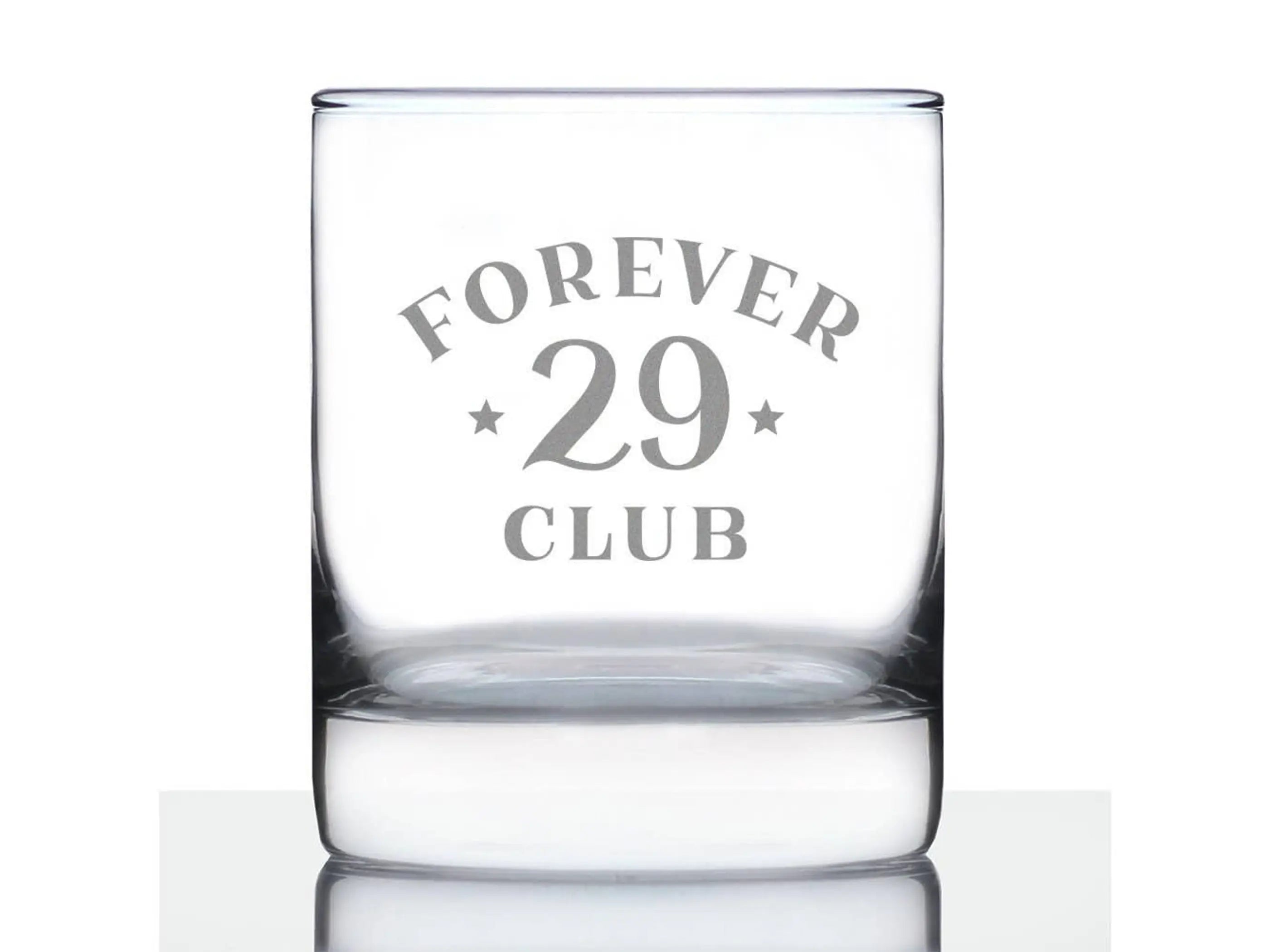 Forever 29 Whiskey Rocks Glass - 30th Birthday Gifts Bevvee