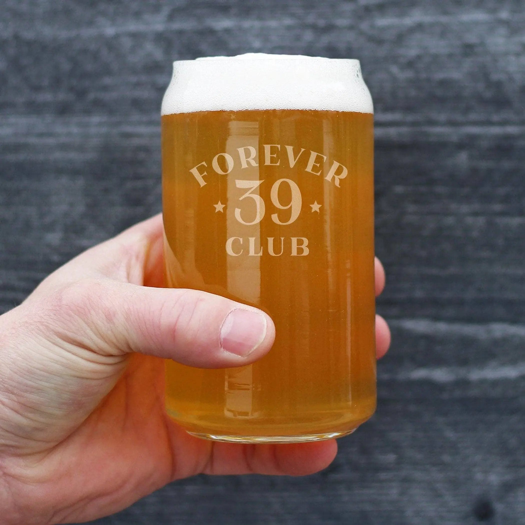 Forever 39 Beer Can Pint Glass - 40th Birthday Gifts Bevvee