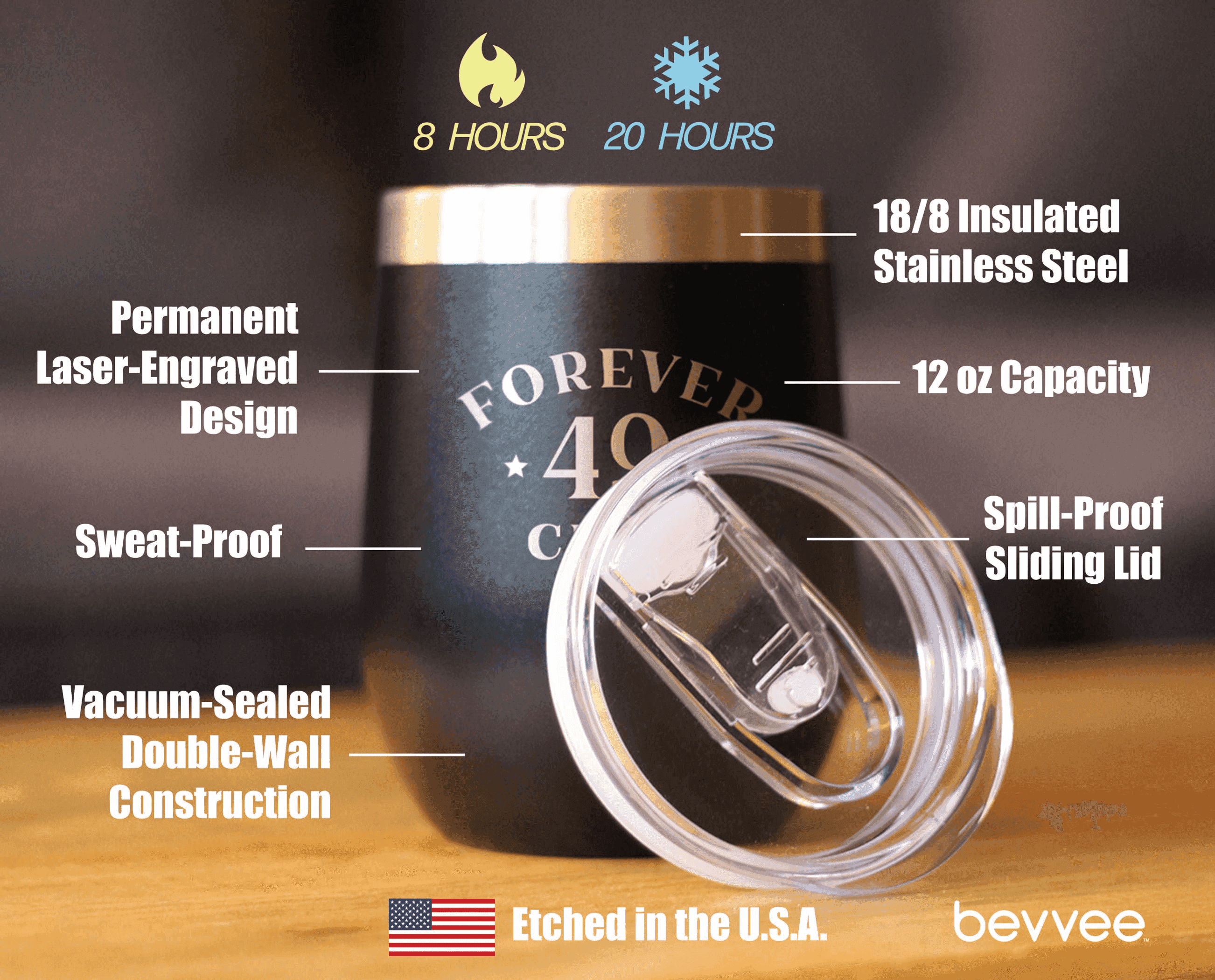 Forever 49 Insulated Wine Tumbler - 50th Birthday Gifts Bevvee