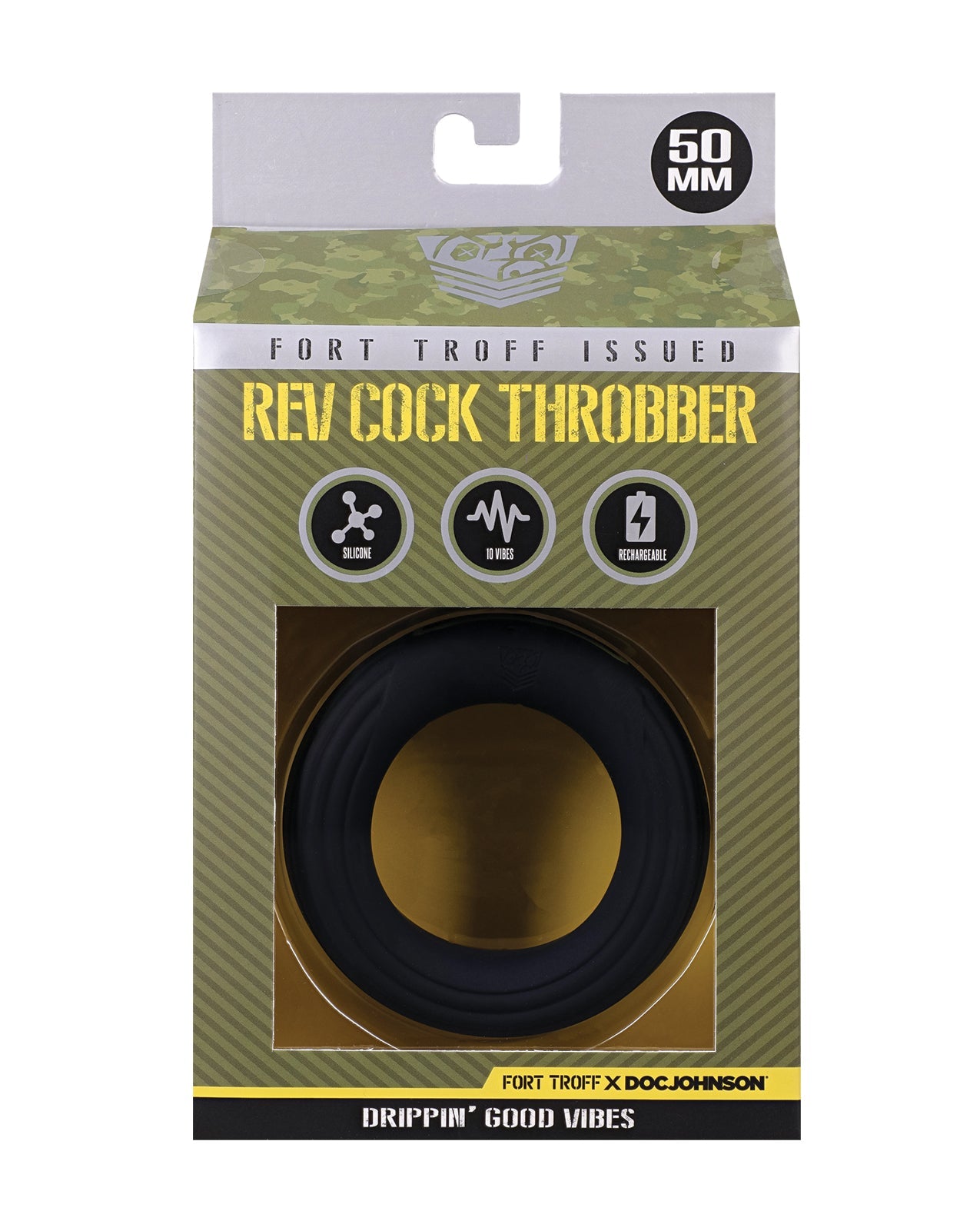 Fort Troff Rev Cock Throbber Vibrating Cock Ring - Large, Black Doc Johnson