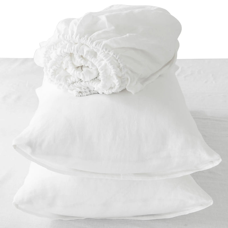 Four Piece Ivory Linen Sheet Set Homeroots Bed & Bath