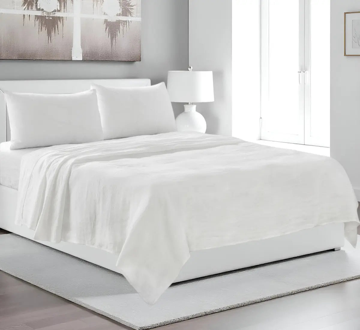 Four Piece Ivory Linen Sheet Set Homeroots Bed & Bath