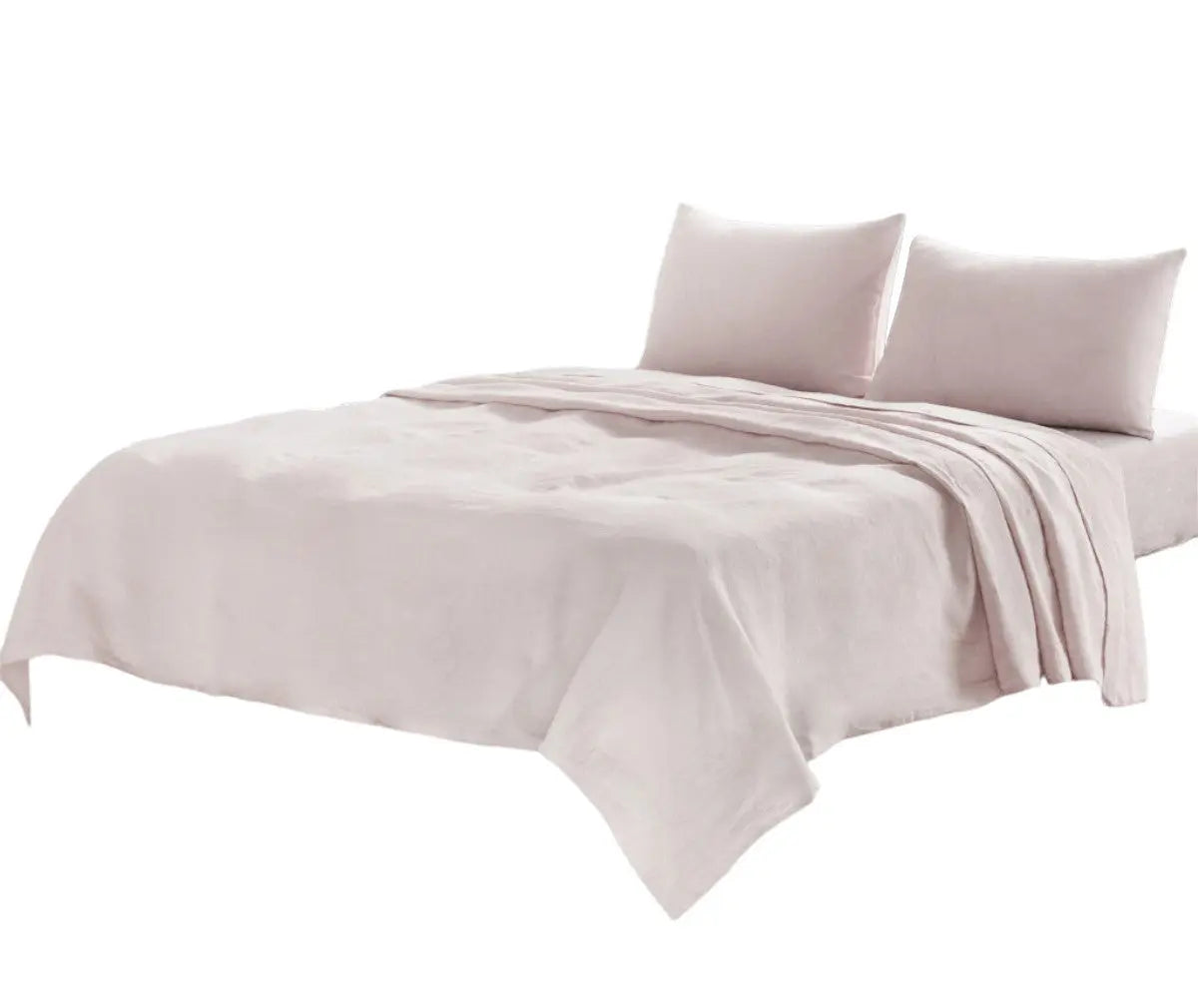 Four Piece Light Pink Linen Twin Sheet Set Homeroots Bed & Bath
