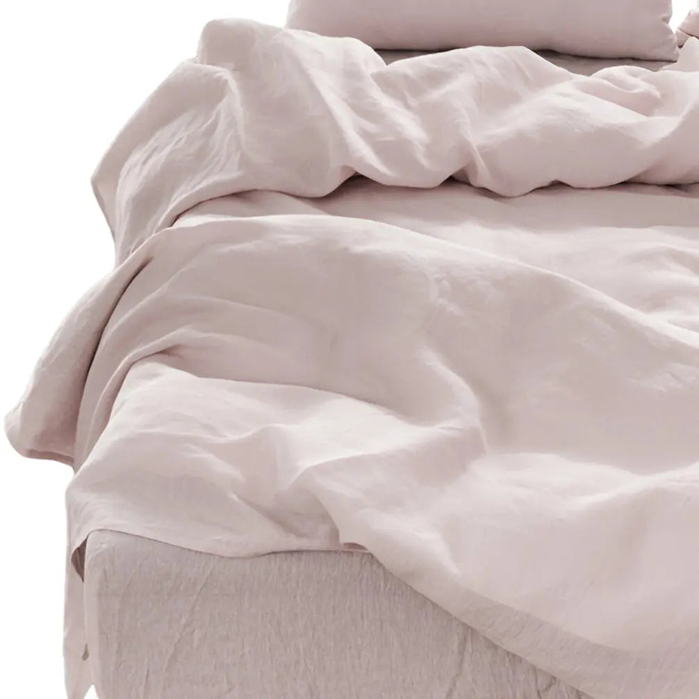 Four Piece Light Pink Linen Twin Sheet Set Homeroots Bed & Bath