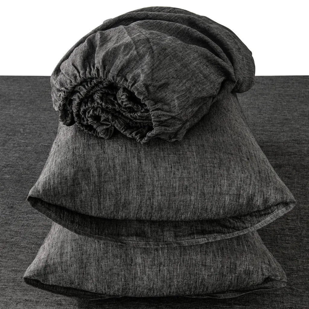 Four Piece Onyx Linen Sheet Set Homeroots Bed & Bath