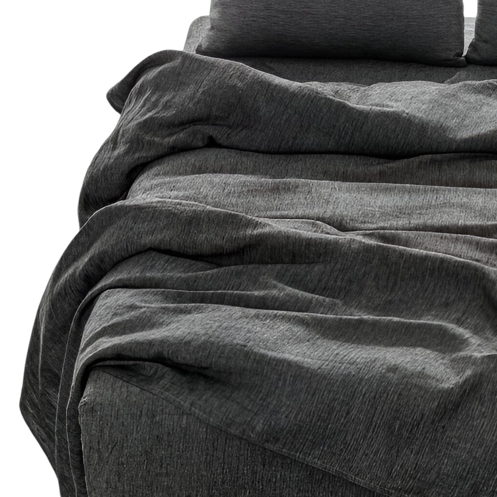 Four Piece Onyx Linen Sheet Set Homeroots Bed & Bath