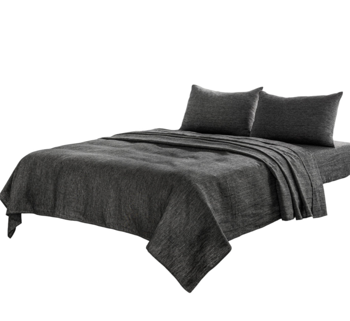 Four Piece Onyx Linen Sheet Set Homeroots Bed & Bath