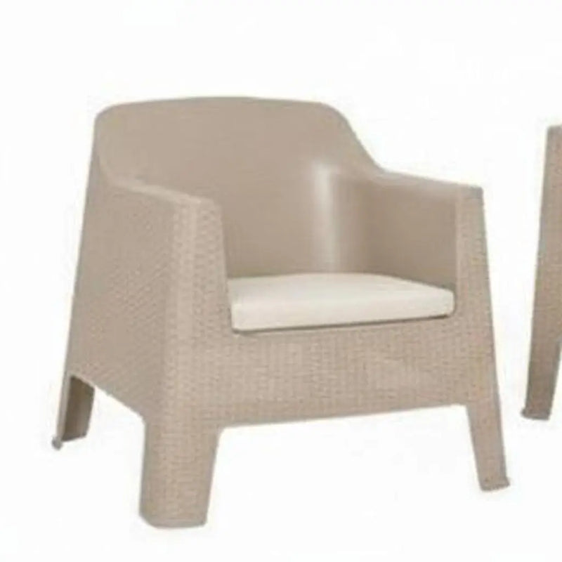 Four Piece Taupe and Beige Plastic Upholstered Cushions Outdoor Patio Set With Table Homeroots Outdoor