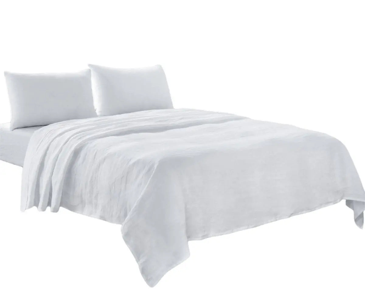 Four Piece White Linen King Sheet Set Homeroots Bed & Bath