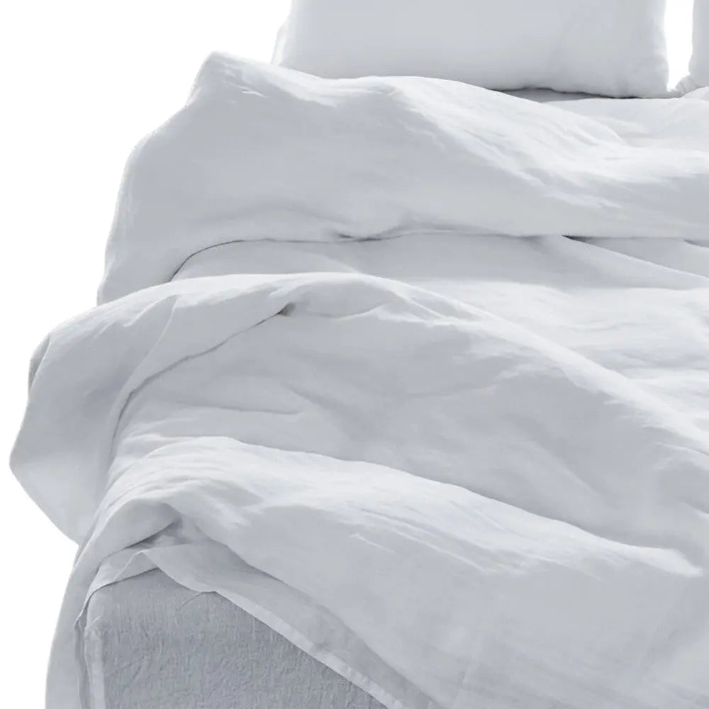 Four Piece White Linen King Sheet Set Homeroots Bed & Bath