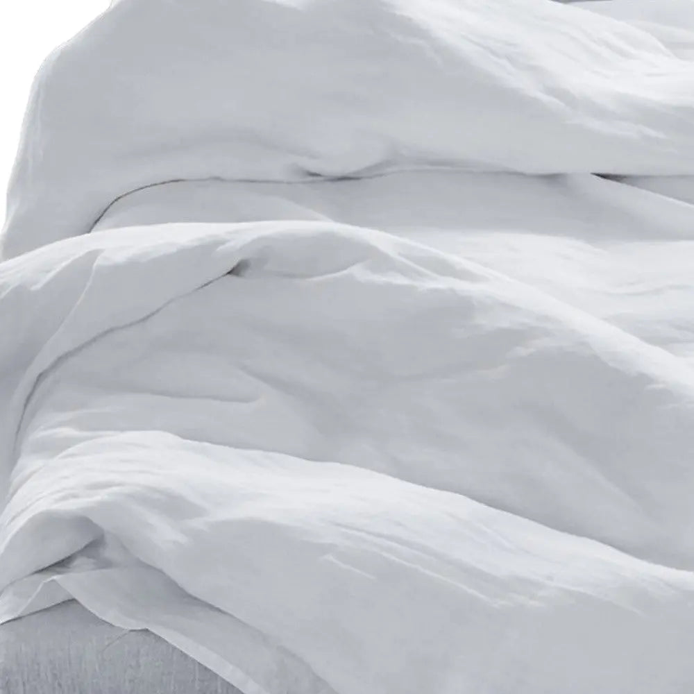 Four Piece White Linen King Sheet Set Homeroots Bed & Bath