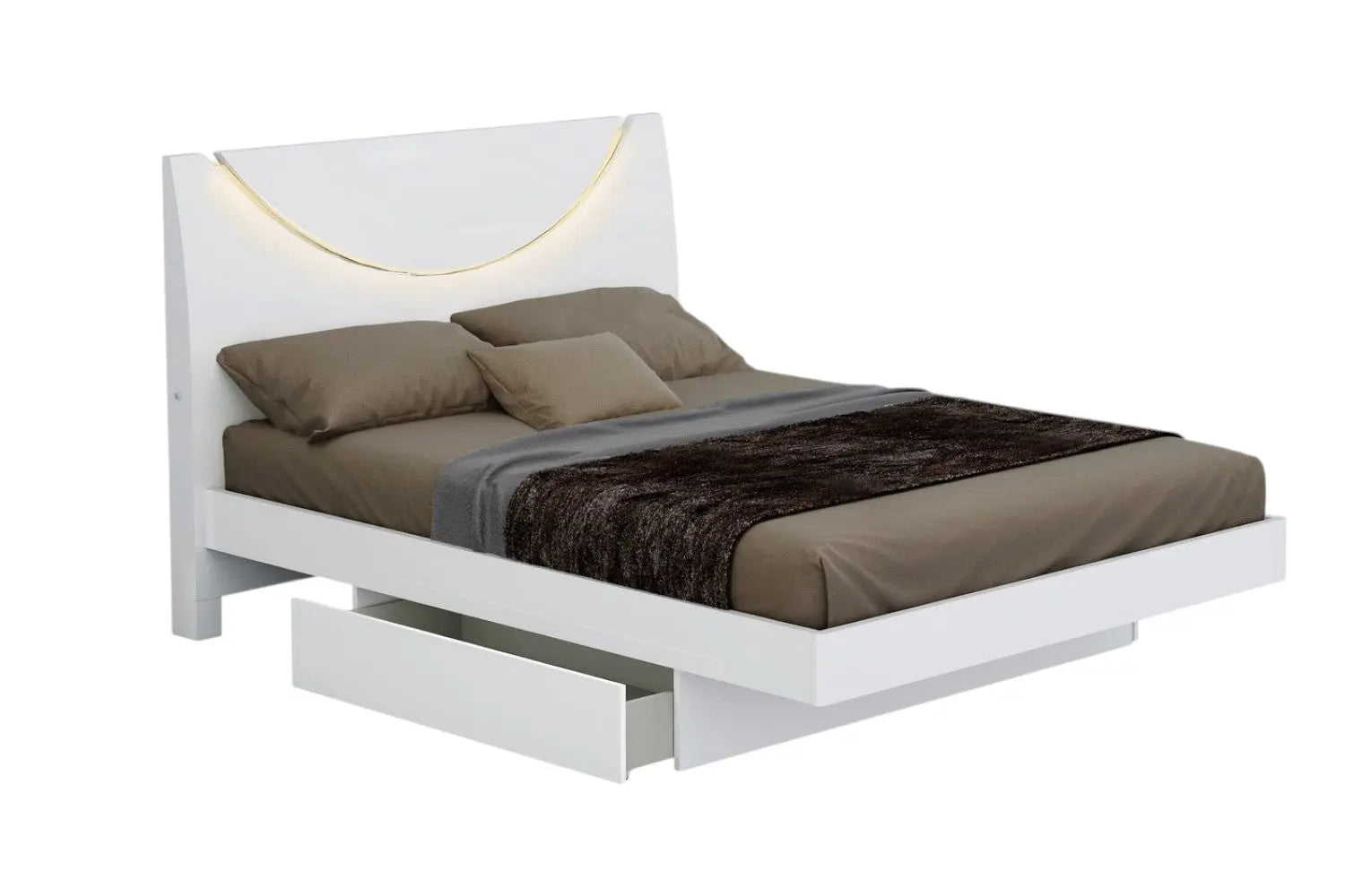Four Piece White Solid and Manufactured Wood Bedroom Set With Mirror Homeroots Bed & Bath