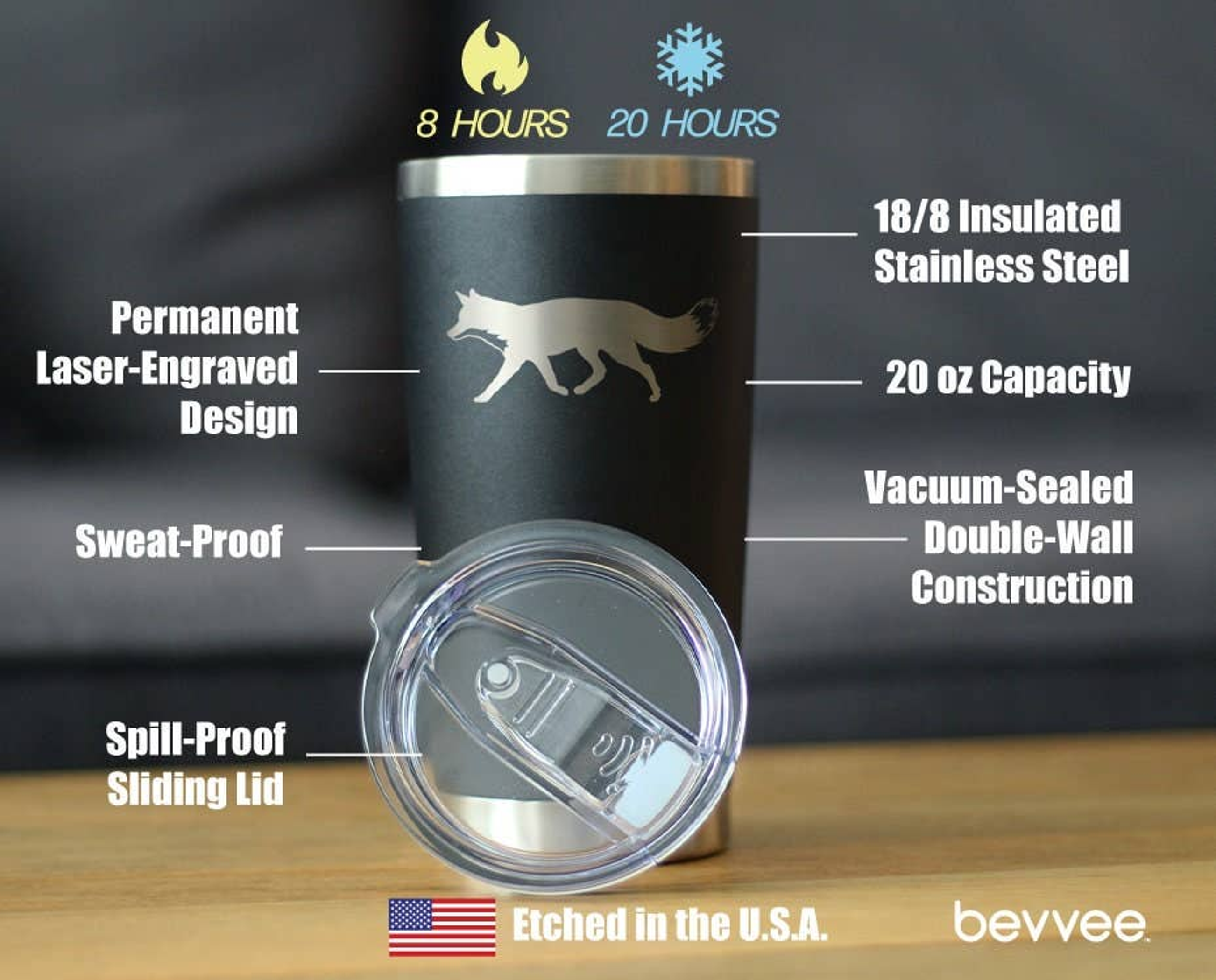 Fox Silhouette Insulated Travel Tumbler - Rustic Cabin Gifts Bevvee