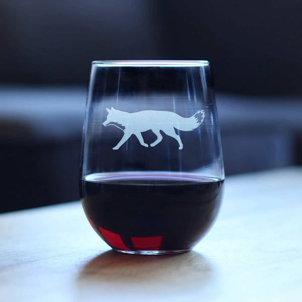 Fox Silhouette Stemless Wine Glass - Rustic Cabin Gifts Bevvee