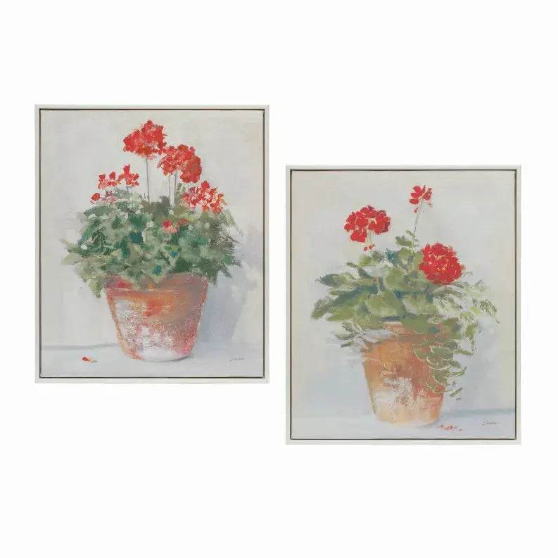 Framed Potted Geranium Print (Set of 2) 10.5"L x 12.5"H MDF/Plastic/Paper Melrose Intl.