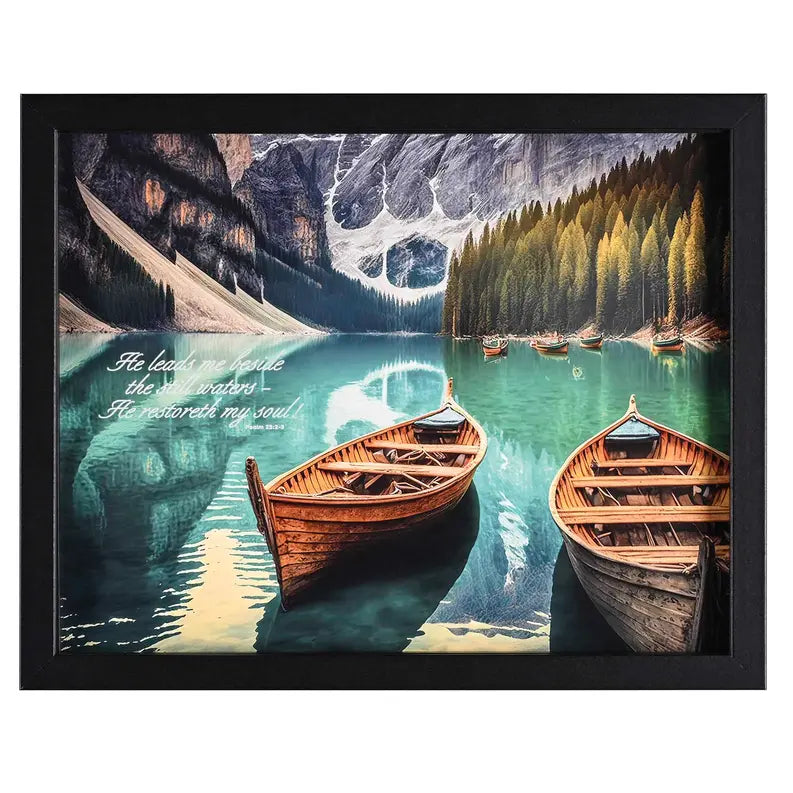 Framed Wall Art He Leads Me Psalm 23:2-3 Dicksons Inc