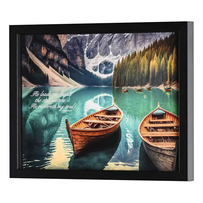 Framed Wall Art He Leads Me Psalm 23:2-3 Dicksons Inc