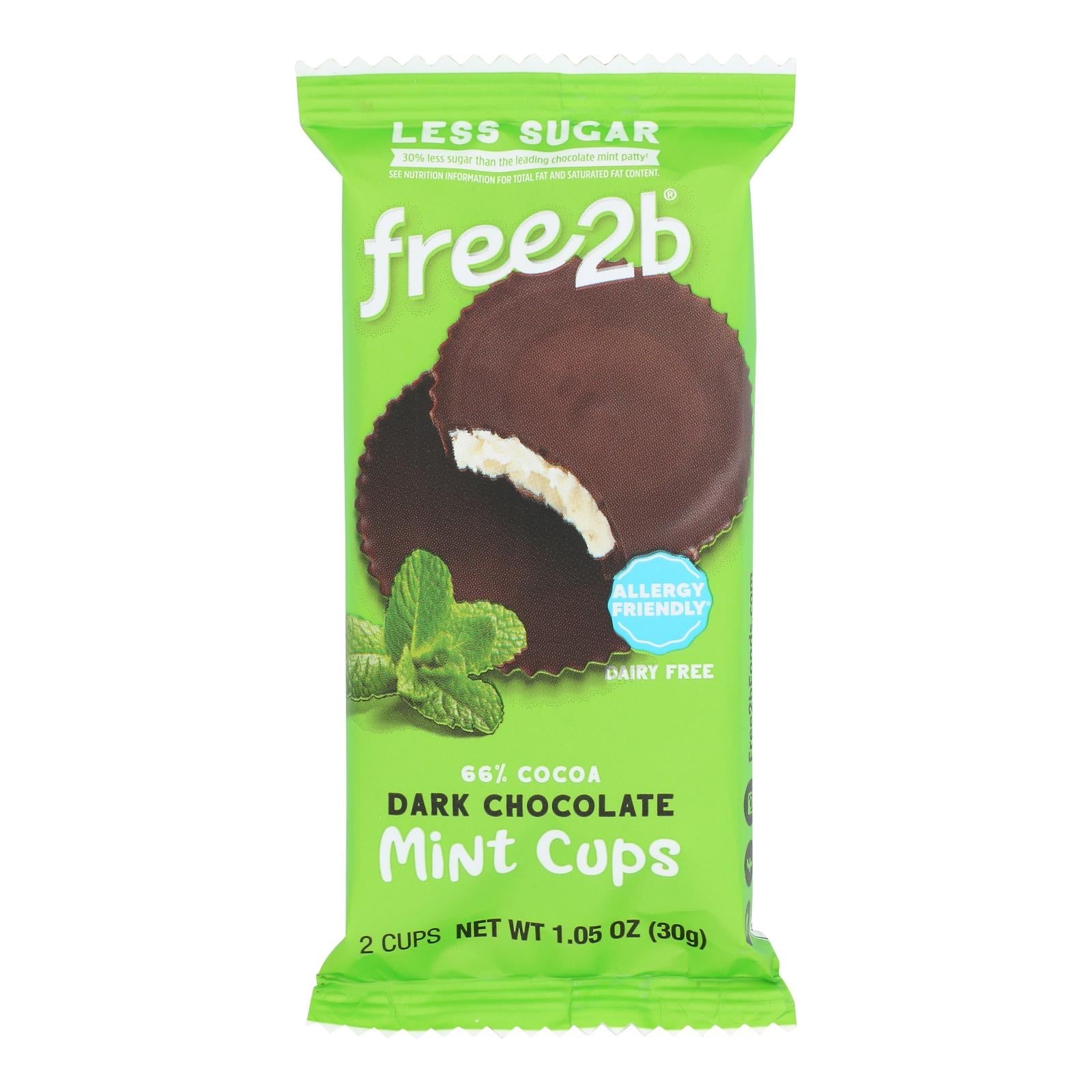 Free 2 B - Mint Cups Dark Chocolate 2 Cup - Case Of 12 - 1.05 Ounces Free 2 B