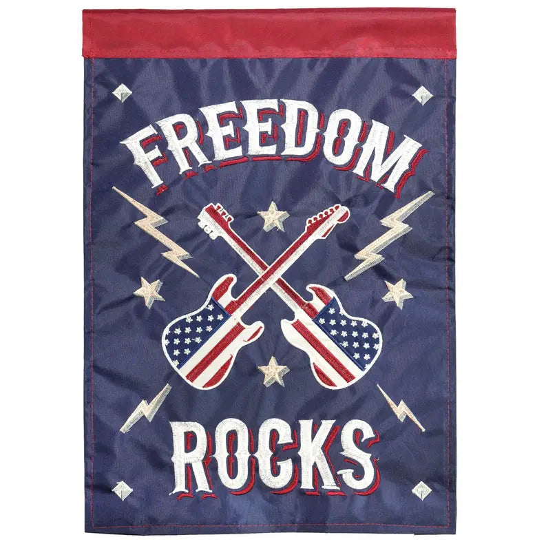 Freedom Rocks Garden Double Applique Flag Dicksons Inc