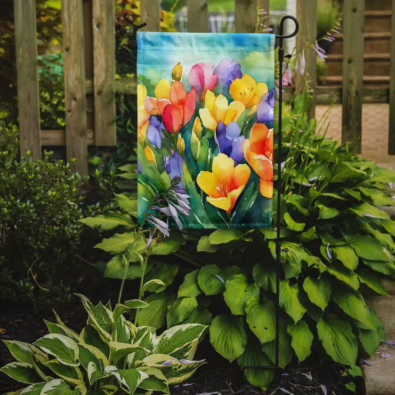 Freesias in Watercolor Garden Flag Caroline's Treasures