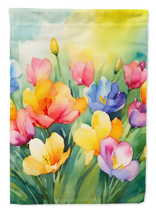 Freesias in Watercolor Garden Flag Caroline's Treasures