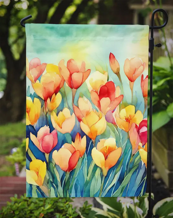 Freesias in Watercolor Garden Flag Caroline's Treasures
