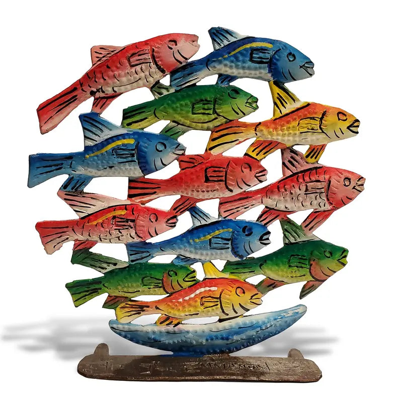 Freestanding Painted School of Fish Le Primitif Galleries