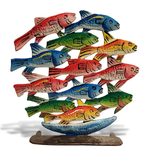 Freestanding Painted School of Fish Le Primitif Galleries