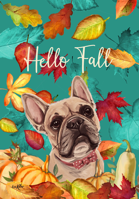French Bulldog Cream - Hippie Hound Studios Fall Leaves  House and Garden Flags Best of Breed
