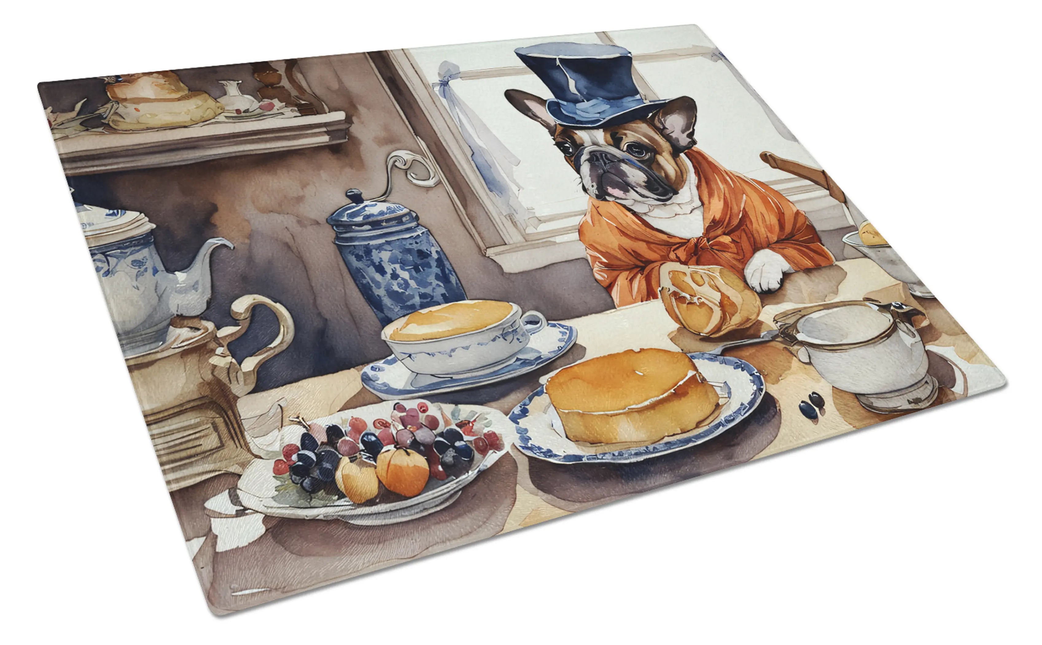 French Bulldog Fall Kitchen Pumpkins Glass Cutting Board Caroline's Treasures