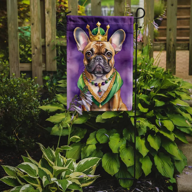 French Bulldog King of Mardi Gras Garden Flag Caroline's Treasures