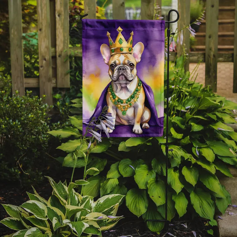 French Bulldog King of Mardi Gras Garden Flag Caroline's Treasures
