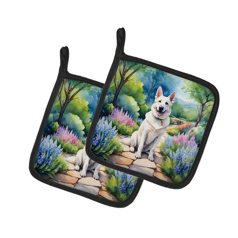 French Bulldog Spring Path Pair of Pot Holders Caroline's Treasures