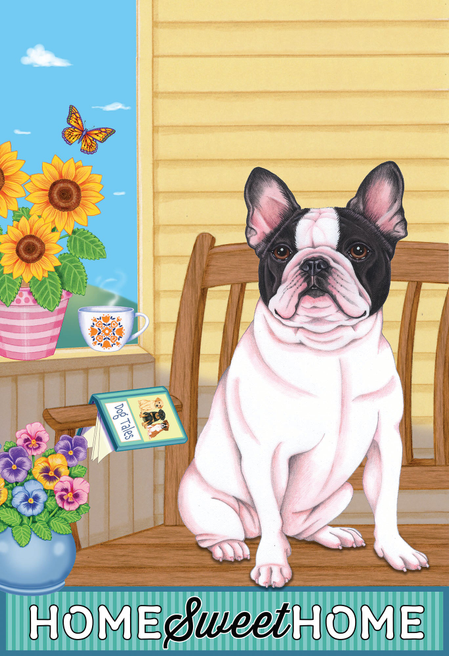French Bulldog White/Black - Tomoyo Pitcher Home Sweet Home Outdoor Flag Best of Breed