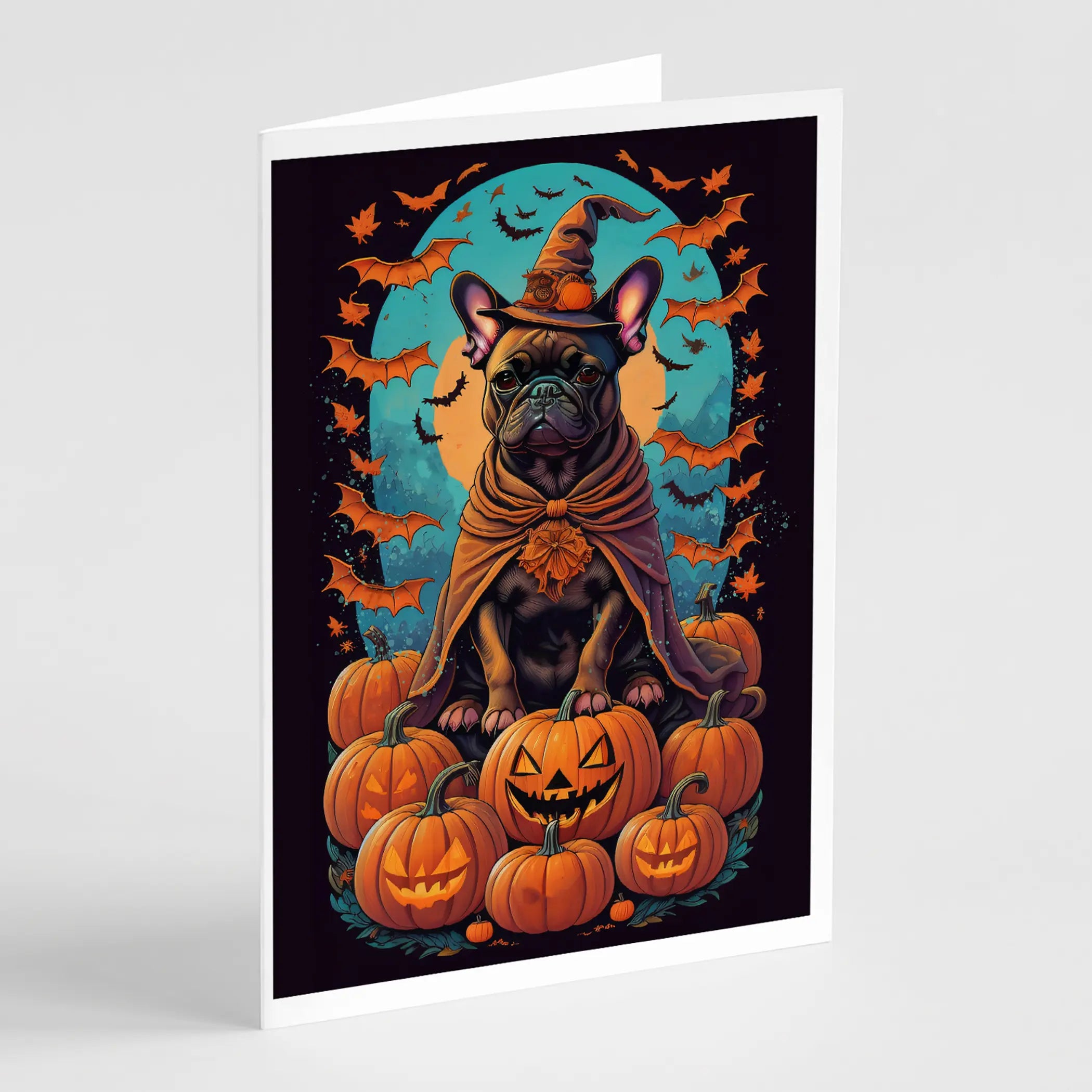 French Bulldog Witchy Halloween Greeting Cards Pack of 8 Caroline's Treasures