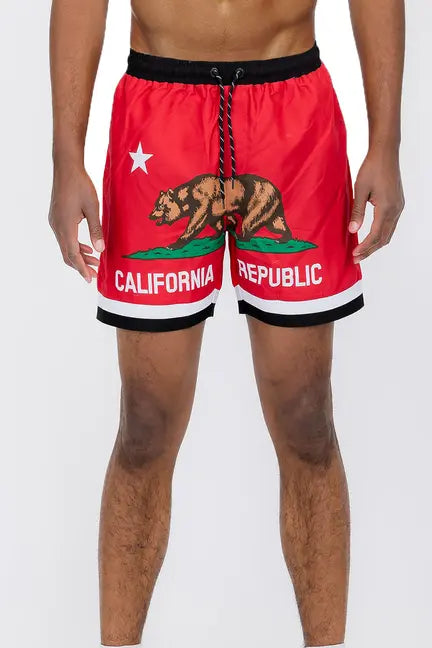 Fronted Cali Rep Print Swim Shorts WEIV