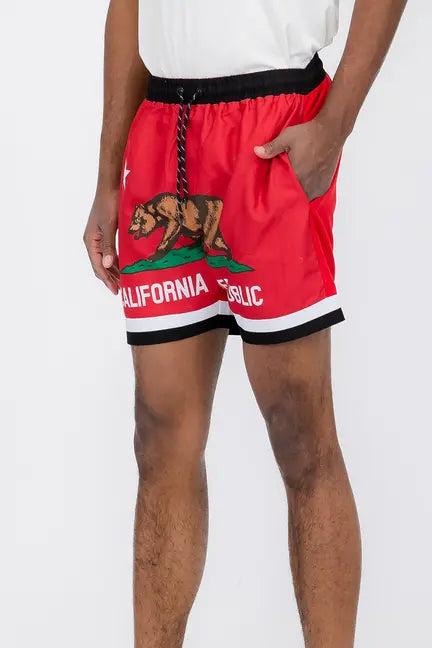 Fronted Cali Rep Print Swim Shorts WEIV
