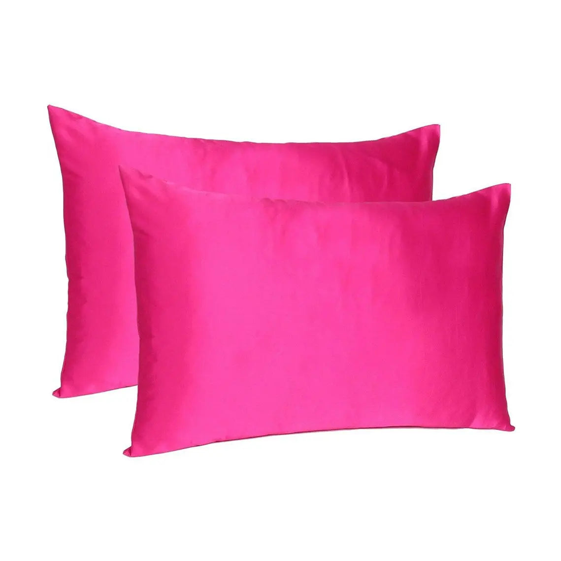 Fuchsia Dreamy Set Of 2 Silky Satin Standard Pillowcases Homeroots Bed & Bath