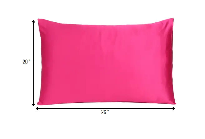 Fuchsia Dreamy Set Of 2 Silky Satin Standard Pillowcases Homeroots Bed & Bath