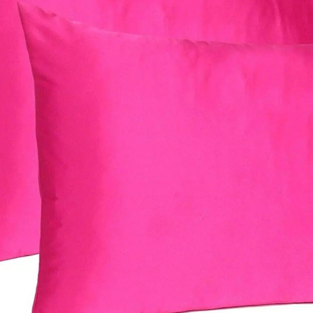 Fuchsia Dreamy Set Of 2 Silky Satin Standard Pillowcases Homeroots Bed & Bath