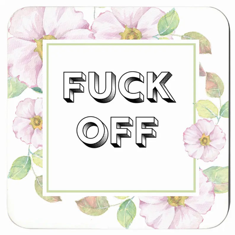 Fuck Off Floral Coaster Set (4 Pieces) Black Cat Bazaar