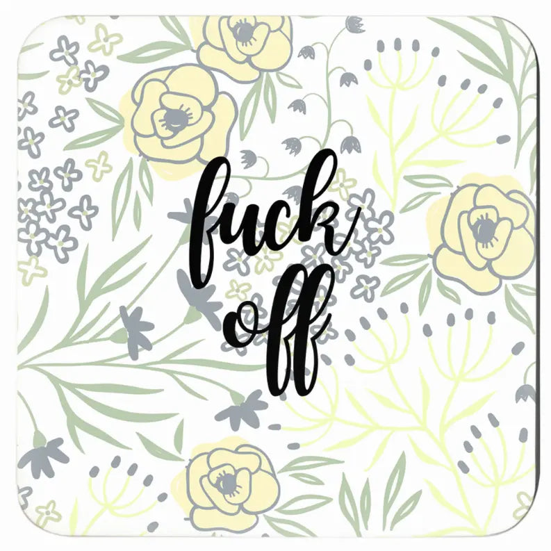 Fuck Off Floral Coaster Set (4 Pieces) Black Cat Bazaar
