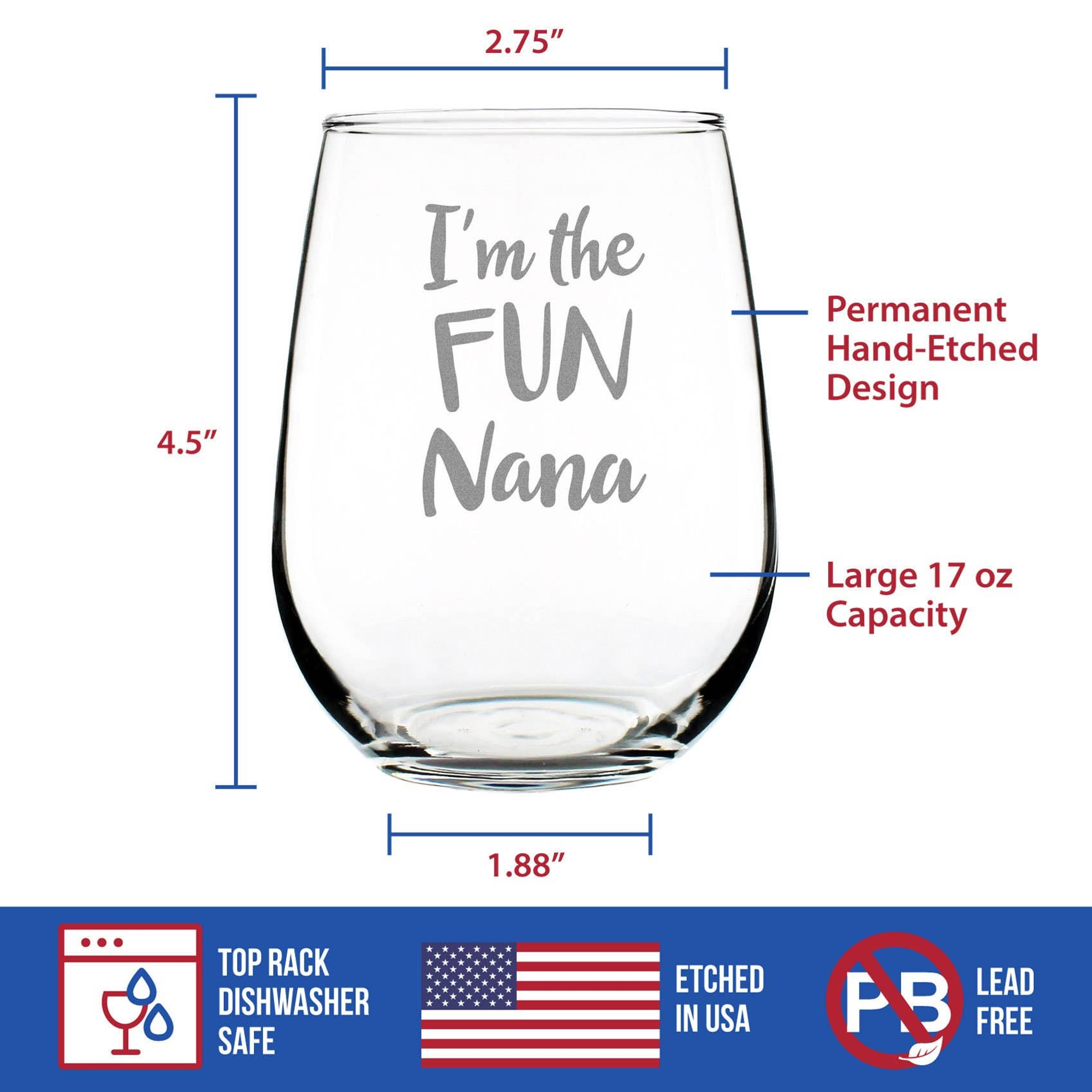 Fun Nana Stemless Wine Glass - Mother's Day Gifts and Decor Bevvee