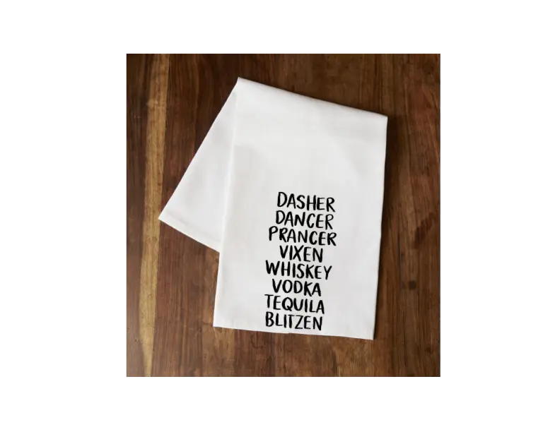 Funny Reindeer Names Tea Towel Your Custom Sports