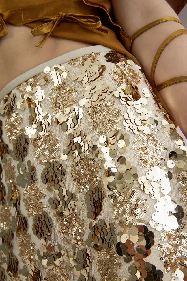 Fussed | Metallic Sequin Mini Skirt Fangyan
