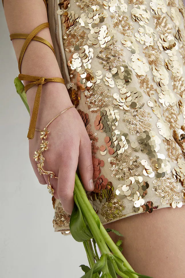 Fussed | Metallic Sequin Mini Skirt Fangyan