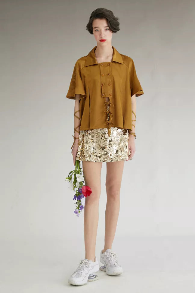 Fussed | Metallic Sequin Mini Skirt Fangyan