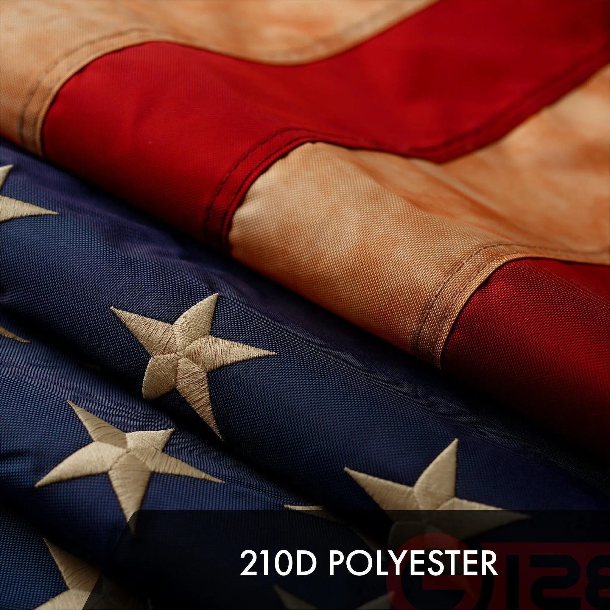 G128 10 Pack: American USA Tea-Stained Flag | 3x5 Ft | ToughWeave Pro Series Embroidered 420D Polyester | Embroidered Stars G128